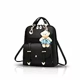 NICOLE & DORIS Zaino Donna Borsa a Zainetto Donna Borse a Tracolla Zaino carina scolastico per Scuola Viaggio lavoro Pelle sintetica Nero