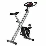 Ultrasport F-Bike, Bicicletta Trainer, Cyclette pieghevole, misurazione pulsazioni, 8 livelli resistenza, Argento/Nero