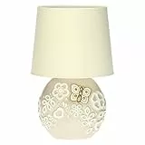 THUN - Lampada Da Tavolo Prestige Con Farfalla - Camera, Arredare la camera - Idea Regalo - Linea Prestige - Ceramica, Cotone Ignifugo, Poliestere, Acciaio Nichelato, Ferro Verniciato - 21x15,6x23,4