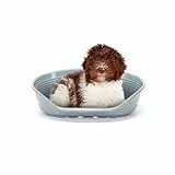 FERPLAST - Cuccia per cani e gatti - Cuccia per cani media - 100% plastica riciclata - Lettino per cani lavabile - traspirante e antiscivolo - Siesta Deluxe, 74 x 48 x h 25 CM, GRIGIO