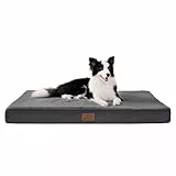 Bedsure Cuscino per Cane Gande - Materassino per Cani Taglia Grande Interno Cuscino Cane Sfoderabile Lavabile 91x69x7,6 cm Grigio