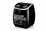 Ariete 4619, Friggitrice ad Aria Forno Elettrico, Frigge senza olio e grassi, 2000 Watt, 11 Litri, Temperatura max 200°, 3 Griglie, Cestello Girevole e Girarrosto, Luce Interna, Nero