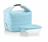Guzzini Set Borsa Termica con Contenitore Salvafreschezza On The Go, Blu Opaco, Borsa 22 x 18 x h22 cm, Contenitore 19.6 x 19.6 x h7 cm, 1400 cc