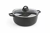 Barazzoni Le Cotture Speciali Casseruola Due Manici con Coperchio, Alluminio Pressofuso, Nero, 28 cm