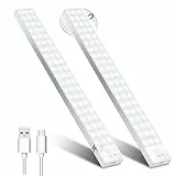 OUILA Led Armadio Luce con sensore di movimento Luce Armadio LED 4 Modalità Led Sottopensile Luce Notturna USB Ricaricabile Striscia Led con Sensore per Cucina (Luce Bianco-5000K, 32cm*2 Pezzi)