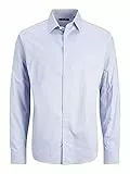 JACK & JONES Jprblabelfast Shirt L/S Noos, Camicia casual, Cashmere Blue/Vestibilità: Vestibilità Comoda, L Uomo