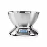 NEDIS Bilancia da cucina Nedis - Bilancia digitale da cucina - Max. 5 kg - Display LCD luminoso - Termometro e allarme - Facile da pulire - Acciaio inossidabile Argento