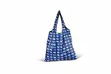 BRISA VW Collection - Volkswagen Hippie Bus T1 Camper Van Sacchetto della Spesa Pieghevole di Poliestere, Borsa a Spalla e a Mano Riutilizzabile, Shopper Bag per Viaggio/Idea Regalo (Sfilata/Blu)