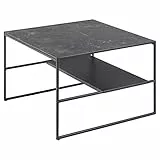 Marchio Amazon - Movian Tavolino basso con un ripiano, piano effetto marmo,Quadrato, base in metallo nero, 70.1 x 70.1 x 44.96 cm, Quadrato con un ripiano