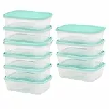 Contenitori Per Alimenti Ermetici Di 1 Scomparto (Set di 10) - Recipienti Di Plastica Senza BPA E Impilabili - Scatole Bento Riutilizzabili Per Il Cibo - Adatti A Microonde, Freezer E Lavastoviglie