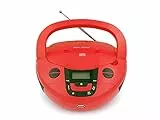 Radio CD portatile Boombox con Bluetooth BSL PCD-31 Rosso | Con 2W di potenza RMS | Radio FM | Porta USB lettore MP3 | Display LCD | INGRESSO AUSILIARIO | uscita cuffie