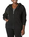 Amazon Essentials Felpa con Cappuccio e Zip a Tutta Lunghezza in Pile di French Terry (Taglie Forti Disponibili) Donna, Nero, 3XL Plus
