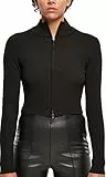 Urban Classics Cardigan da Donna Cropped Rib Knit con Cerniera Sweater, Nero