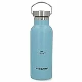 Fischer Borraccia in acciaio inox, 500 ml, per bambini, tappo a vite, per alimenti, colore: blu
