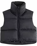 fuinloth Gilet da Donna Primaverile e Autunnale Smanicato Senza in Tinta Unita Giacca Senza Maniche Cappotti con Cerniera Nero XS