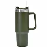Solid Color Simply Modern 1200 ML Tumbler Hot and Cold Insulated Water Bottle with Handle and Straw Leak Proof Vacuum Stainless Steel Travel Mug Cup for Women Men Gifts (Green)