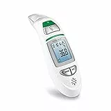 medisana TM 750 digitale 6in1 termometro clinico Termometro auricolare per neonati, bambini e adulti, termometro frontale con allarme visivo di febbre, funzione di memoria e misurazione di liquidi