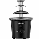 Jago® Fontana di Cioccolato 60 W - a 3 Piani, Capacità 400g, Altezza 24,5 cm, in Acciaio Inossidabile, Lavabile in Lavastoviglie, Nero - Fonduta, Cascata di Cioccolato