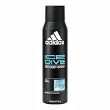 Adidas, Ice Dive Deodorante Spray Uomo, Fragranza che Dura fino a 48 Ore, Formula Vegana e Senza Alcol, 150ml