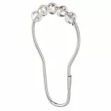iDesign Ganci per tende doccia, Pratico supporto tenda doccia, Set da 12 anelli per tende da doccia in metallo e plastica, argento e trasparente