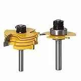 Bestgle 6 Pezzi Impilabile Regolabile Slot Cutter frese Fresa con Gambo da 8mm per tenone, Fresa per Lavorazione del Legno, con Cuscinetto
