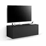 Mobili Fiver, Porta Tv sospeso Iacopo Con Cassetto, Nero Frassino, Made in Italy