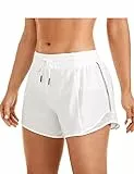 CRZ YOGA Donna Pantaloncini Sportivi con Coulisse e Mutande per Palestra - 10cm Bianco 44