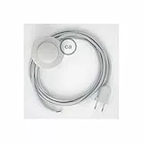 creative cables - Cablaggio per piantana, Cavo RM02 Effetto Seta Argento 3 m. Scegli Il Colore dell'interruttore e della Spina. - Bianco