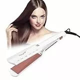 CkeyiN Piastra per capelli larga, piastra per capelli in ceramica, 3D fluttuante rivestimento ceramico piastre per capelli 44 mm larghezza piastra riscaldatore PTC 150℃-230℃ (bianco)