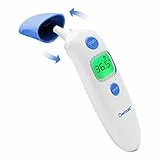 Berrcom Termometro Febbre Termometro Fronte e Orecchio Termometro Infrarossi Neonato Senza Contatto Termometro Digitale con Lettura Istantanea, Allarme Febbre, Interruttore °C/°F