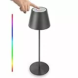 uuffoo Lampada da tavolo a batteria LED dimmerabile Lampada da tavolo wireless da tavolo IP54 RGB ricaricabile Lampada da tavolo in metallo per di camere da letto, lavoro, bar, ristoranti. (Nero)