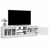 Estink Mobile TV Bianco da 120 Cm, Tavolo TV Moderno, Mobile TV con Scomparti e Ante, 120 X 30 X 35,5 Cm, MDF