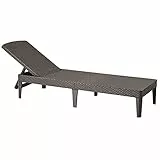 Curver Lettino Prendisole con Schienale Regolabile Rattan Marrone Resistente ai Raggi UV Fino a 110 kg