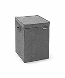 Brabantia - Portabiancheria Impilabile - Salvaspazio per la Separazione - Apertura Frontale e Superiore - Facile da Riempire e Svuotare - Ampio volume - Facile da spostare - Pepper Black - 35L
