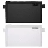 Molain 2 pezzi trasparente portamatite, Mesh Zipper matita sacchetto custodia cosmetici per studenti scuola College portatile ufficio cancelleria Pouch (nero + bianco)