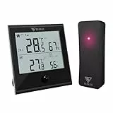 DOQAUS Termometro Ambiente Interno Wireless, Misuratore di Temperatura e Umidità Senza Fili con Sensore di Temperatura, Termometro da Esterno Igrometro per Patio, Giardino, Cantina e Casa