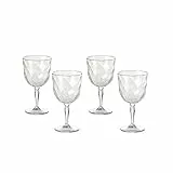 Omada Design 4 Calici da Vino in acrilico, Infrangibili, idonei utilizzo all'aperto e in lavastoviglie, Made in Italy, Linea Diamond, Trasparente, 27.5 cl