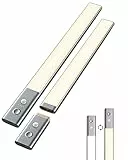 EZVALO Luce Led Armadio, Luce con Sensore di Movimento da Interno, 128 Led 45lm Doppia Temperatura di Colore 3500K/5000K Luci Notturna per Camera da Letto, Guardaroba, Cucina, Scale, 2 Pezzi - Grigio