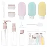 Set di 11 kit viaggio liquidi, contenitori viaggio aereo 30/50/60/80 ml, piccole lattine di crema, flacone spray trasparente, erogatore di pompa shampoo, accessori viaggio per prodotti bagno