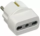 BTicino S3625D Adattatore con Spina Tedesca e Presa Bipasso, Bianco