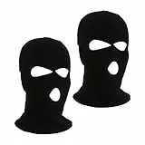 NITAIUN 2 Pezzi Passamontagna Balaclava con 3 Fori Sottile Tessuto Elastico Passamontagna Lavorato a Maglia con Copertura Integrale per Ciclismo ed attività all’Aria Aperta Taglia Unica Nero