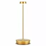 Lampada da Tavolo Senza Fili, LED Ricaricabile 6000 mAh Lampada da tavolo per esterni Lampada da Tavolo, lampada da comodino in metallo alluminio comodino, Adatto camera letto/studio/pranzo (Oro)