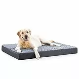 JOEJOY letto ortopedico per cani di taglia grande, 112x81cm cuscino per cani tappetino in peluche per cani con rivestimento rimovibile letti per cani lenitivi per cani di taglia media e grande grigio