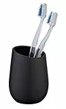 WENKO Bicchiere portaspazzolini Badi nero ceramica - Portaspazzolino per spazzolini e dentifricio, Ceramica, 8 x 11 x 8 cm, Nero