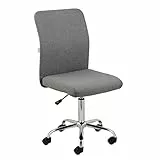 Baroni Home Sedia da Ufficio in tessuto Girevole a 360°, Poltroncina Imbottita da Ufficio con Altezza Regolabile senza Braccioli, Seduta Ergonomica, 44X50X110 cm, Grigio