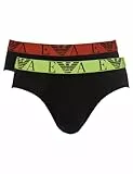 Emporio Armani Men's 2-Pack Bold Monogram Brief Slip Boxer, Black/Black, XL (Pacco da 2) Uomini