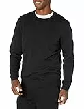 Amazon Essentials Felpa Girocollo Leggera in Spugna a Maniche Lunghe (Disponibile nelle Taglie Big & Tall) Uomo, Nero, L