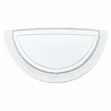 EGLO Lampada da parete Planet 1, applique a uno punto luce, lampada da parete per interni in acciaio e vetro, lampada da soggiorno in bianco e trasparente, lampada da ingresso con attacco E27