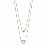 Fossil Collana Da Donna Vintage Glitz, Lunghezza: 40,6 Cm + 5,1 Cm / Ciondolo: 12 mm X 9 mm Collana In Acciaio Inossidabile Oro Rosa, JF03459791
