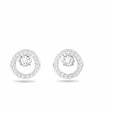 Swarovski Creativity Orecchini a Lobo Circolari, Placcati in Tonalità Rodio Lucido con CristalliSwarovski , Bianco